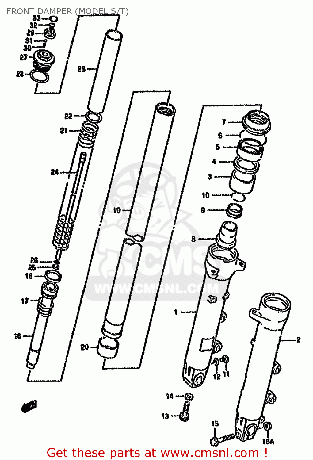 FRONT DAMPER (MODEL S/T) GSX750FSK 1996 (T) BRAZIL (E37)