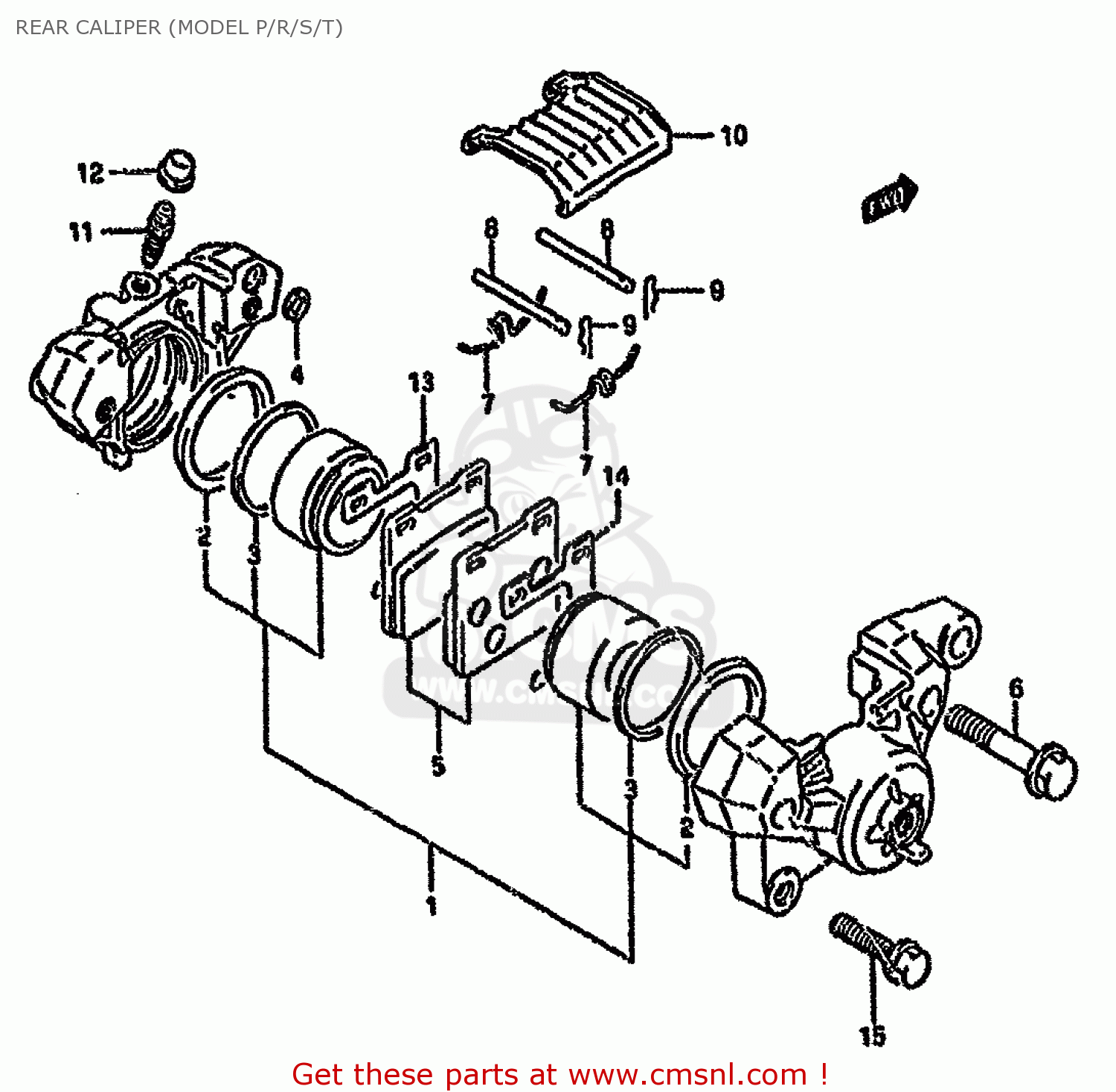 REAR CALIPER (MODEL P/R/S/T) GSX750FSK 1996 (T) BRAZIL (E37)
