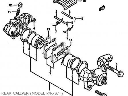 REAR CALIPER (MODEL P/R/S/T) - GSX750FSK 1996 (T) BRAZIL (E37)
