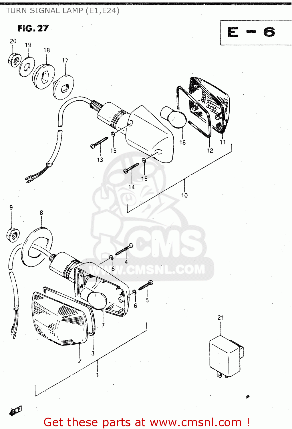 TURN SIGNAL LAMP (E1,E24) GSX750R 1986 (G) GENERAL EXPORT (E01)