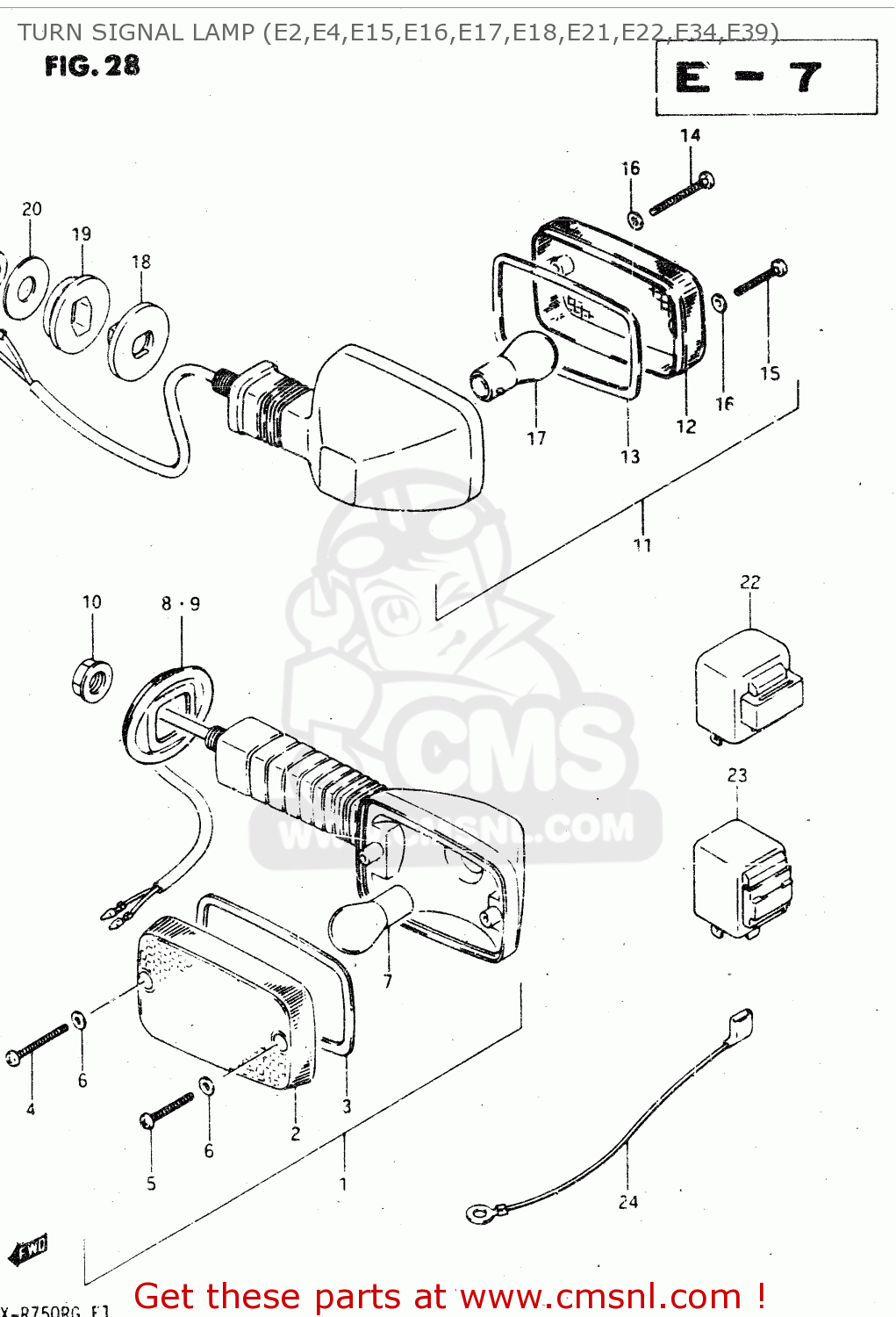 TURN SIGNAL LAMP (E2,E4,E15,E16,E17,E18,E21,E22,E34,E39) GSX750R 1986 (G) GENERAL EXPORT (E01)