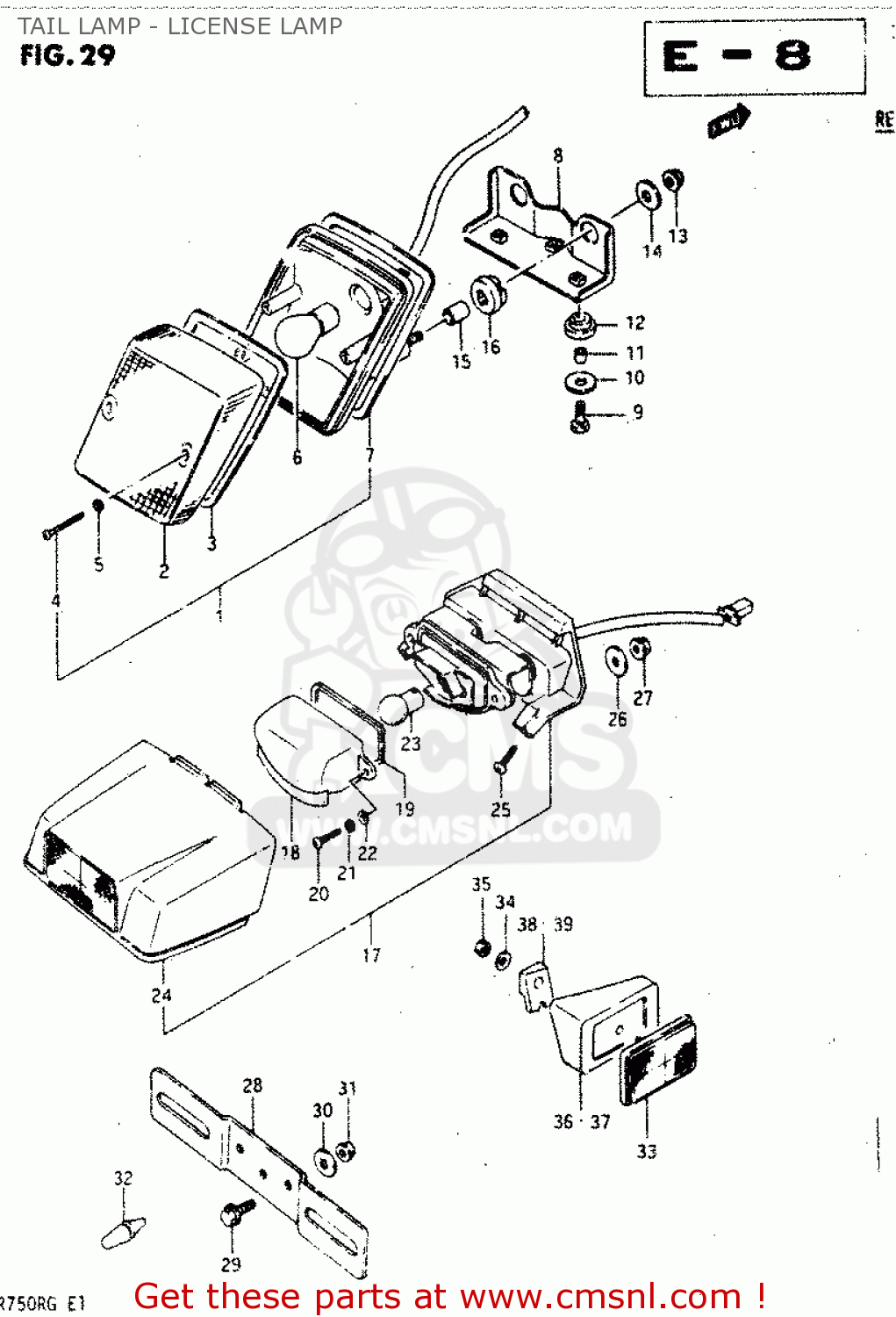 TAIL LAMP - LICENSE LAMP GSX750R 1986 (G) GENERAL EXPORT (E01)