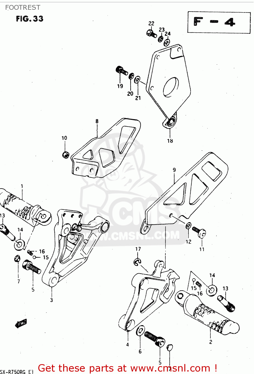 FOOTREST GSX750R 1986 (G) GENERAL EXPORT (E01)