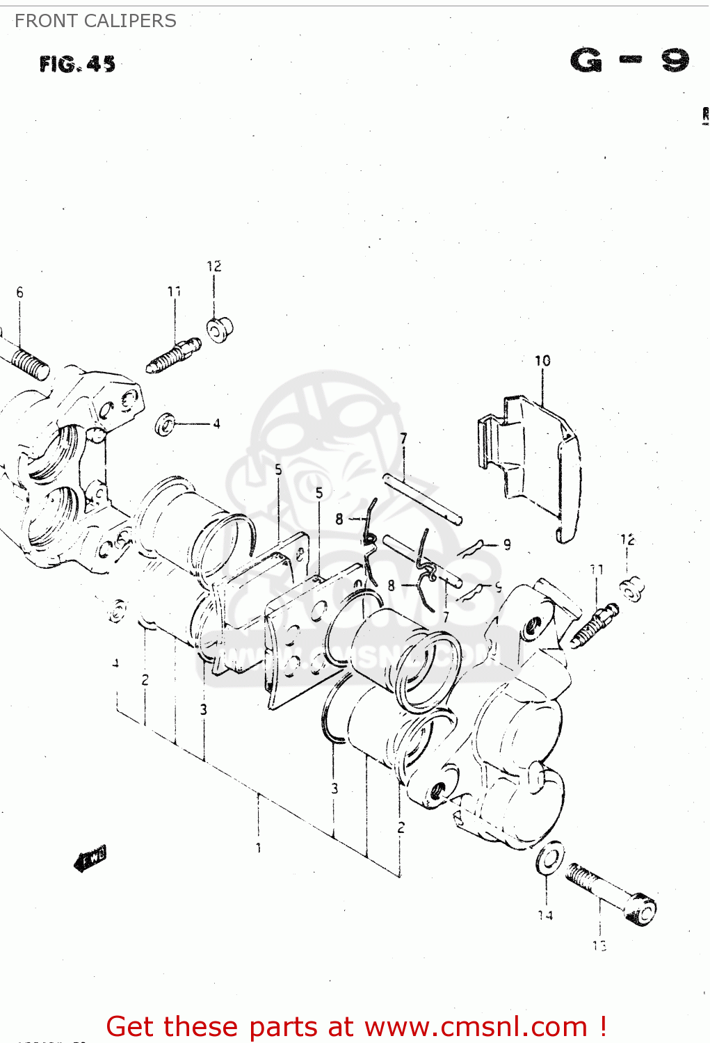 FRONT CALIPERS GSX750R 1986 (G) GENERAL EXPORT (E01)