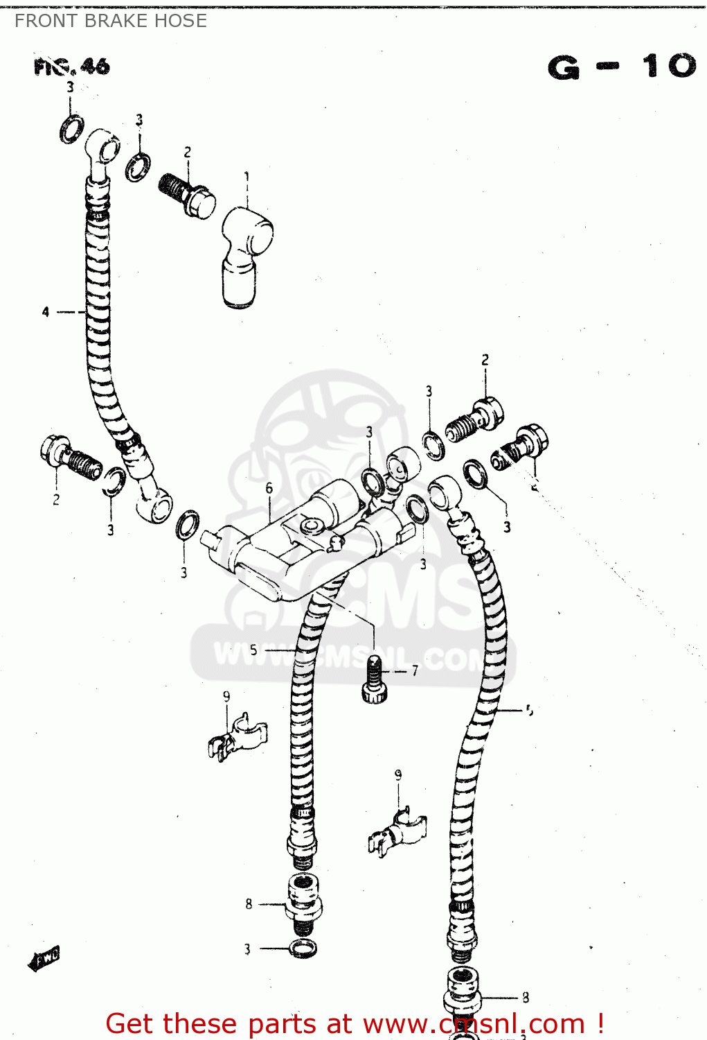 FRONT BRAKE HOSE GSX750R 1986 (G) GENERAL EXPORT (E01)
