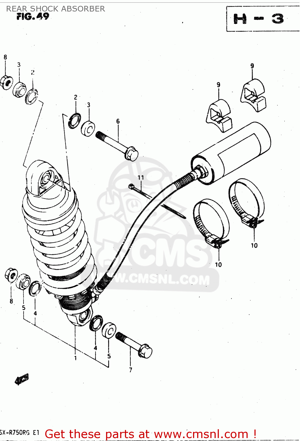 REAR SHOCK ABSORBER GSX750R 1986 (G) GENERAL EXPORT (E01)