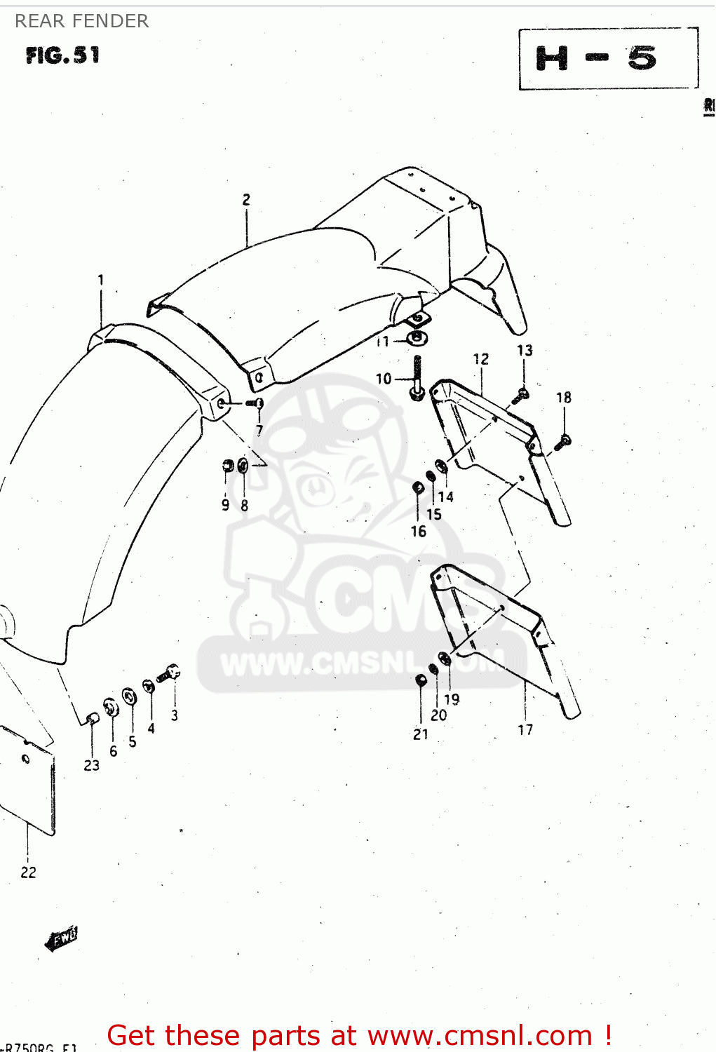 REAR FENDER GSX750R 1986 (G) GENERAL EXPORT (E01)