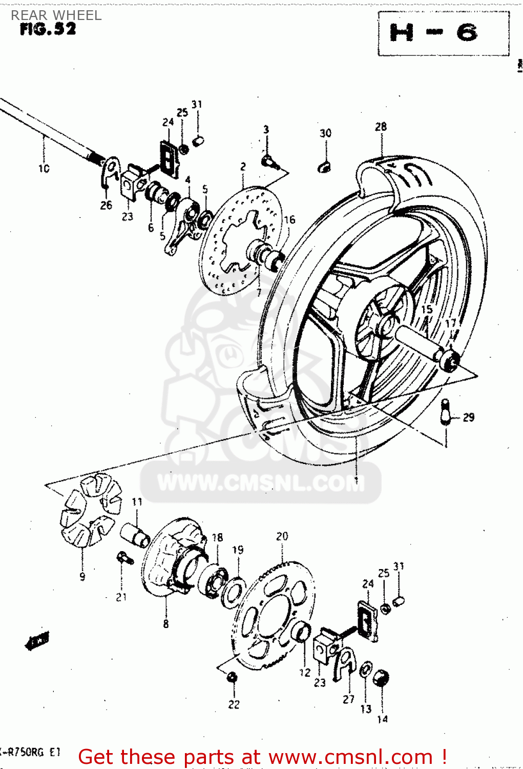REAR WHEEL GSX750R 1986 (G) GENERAL EXPORT (E01)