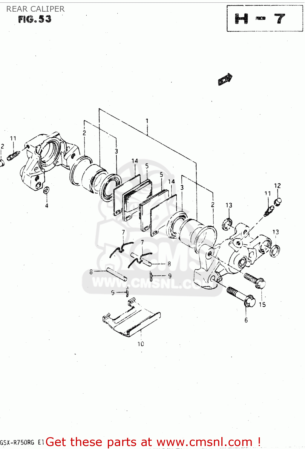 REAR CALIPER GSX750R 1986 (G) GENERAL EXPORT (E01)