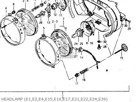 HEADLAMP (E1,E2,E4,E15,E16,E17,E21,E22,E24,E39) - GSX750R 1986 (G) GENERAL EXPORT (E01)