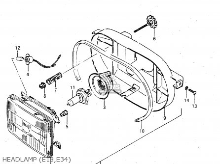 HEADLAMP (E18,E34) - GSX750R 1986 (G) GENERAL EXPORT (E01)