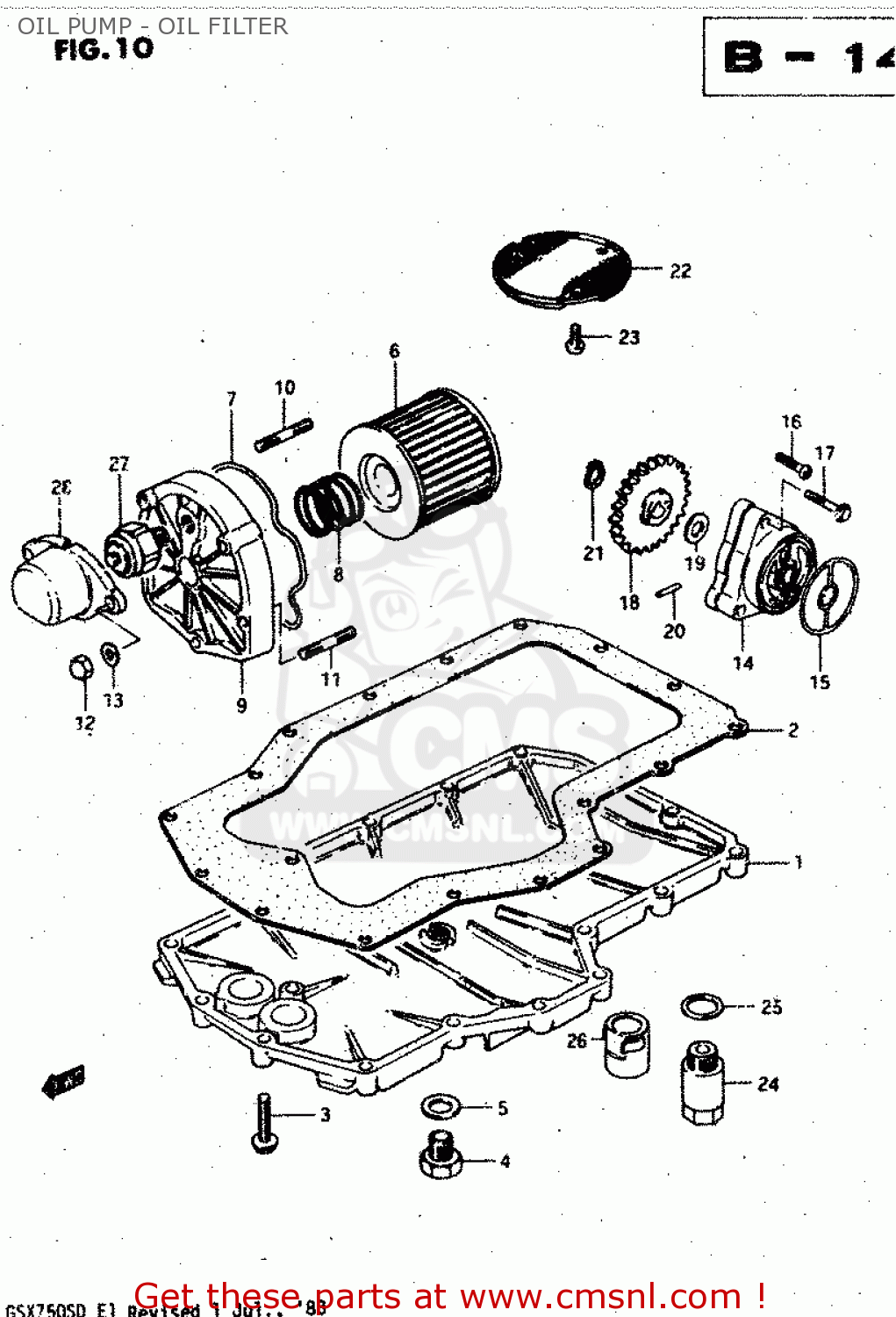 OIL PUMP - OIL FILTER GSX750S 1983 (D) (E01 E02 E04 E06 E18 E21 E22 E24 E25 E30 34 39)