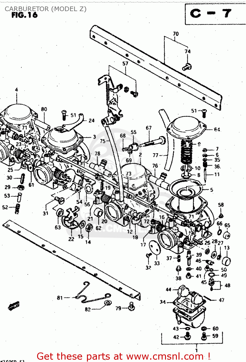 CARBURETOR (MODEL Z) GSX750S 1983 (D) (E01 E02 E04 E06 E18 E21 E22 E24 E25 E30 34 39)