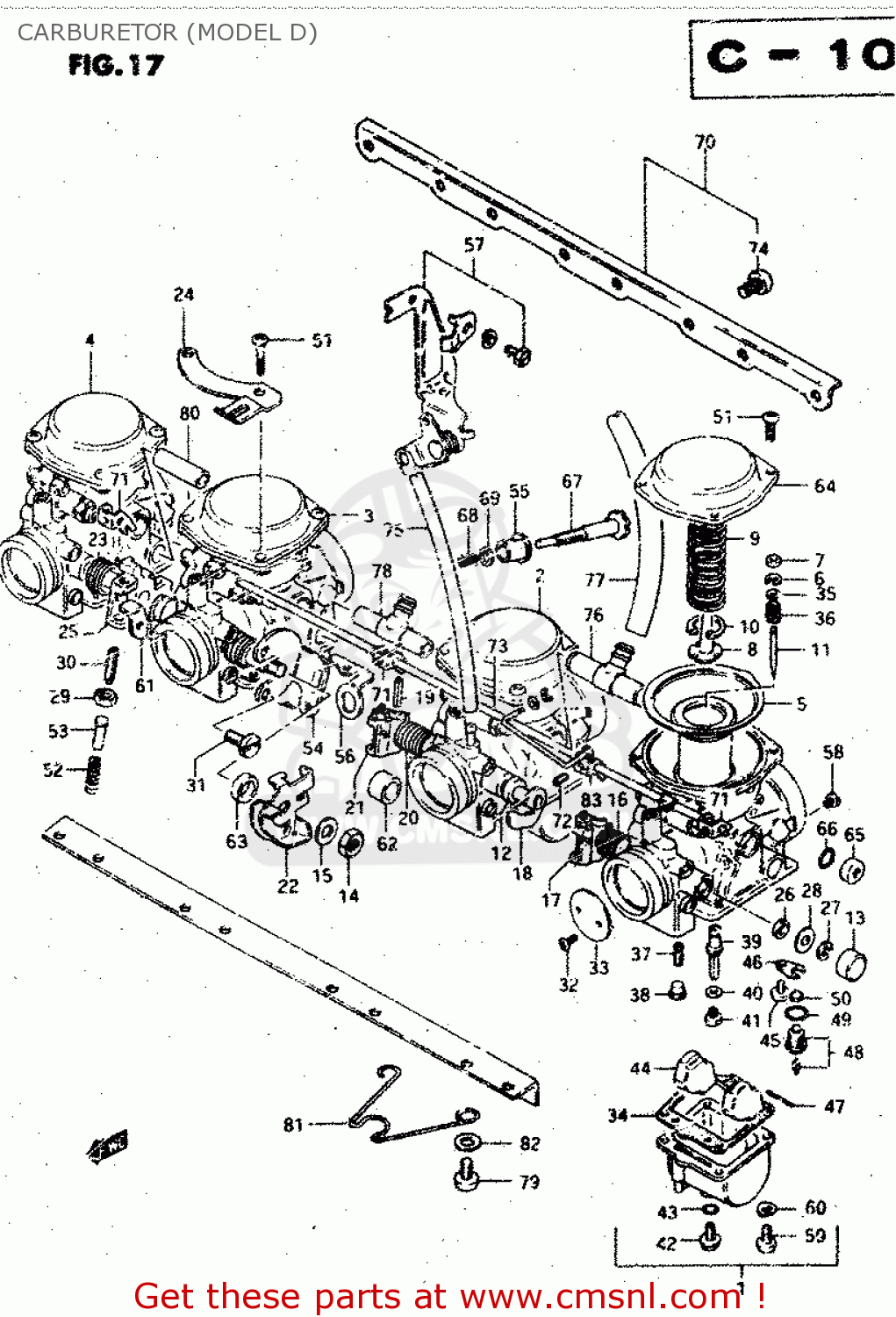 CARBURETOR (MODEL D) GSX750S 1983 (D) (E01 E02 E04 E06 E18 E21 E22 E24 E25 E30 34 39)