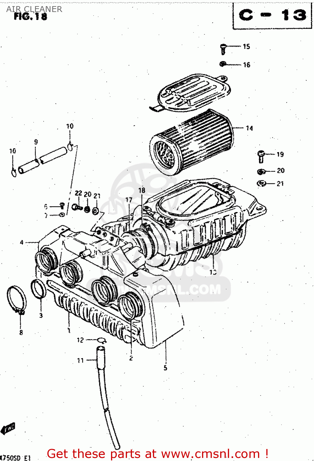 AIR CLEANER GSX750S 1983 (D) (E01 E02 E04 E06 E18 E21 E22 E24 E25 E30 34 39)