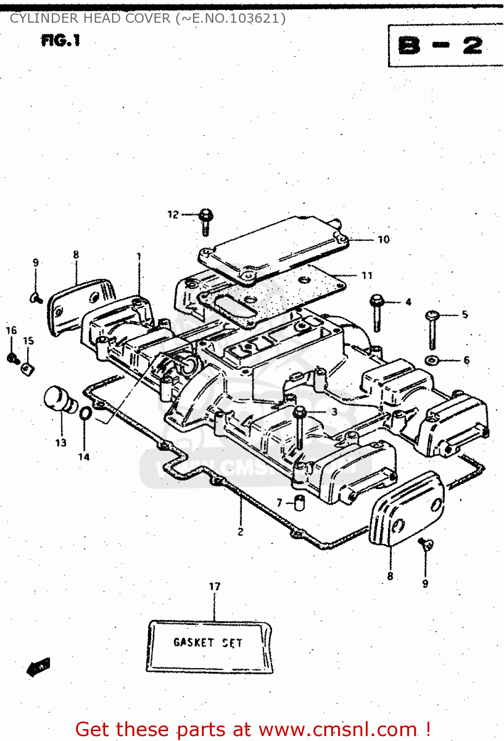 CYLINDER HEAD COVER (~E.NO.103621) GSX750S 1983 (D) (E01 E02 E04 E06 E18 E21 E22 E24 E25 E30 34 39)