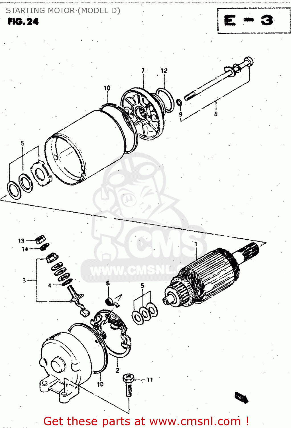 STARTING MOTOR (MODEL D) GSX750S 1983 (D) (E01 E02 E04 E06 E18 E21 E22 E24 E25 E30 34 39)