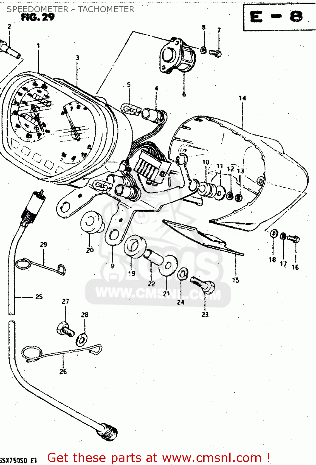 SPEEDOMETER - TACHOMETER GSX750S 1983 (D) (E01 E02 E04 E06 E18 E21 E22 E24 E25 E30 34 39)