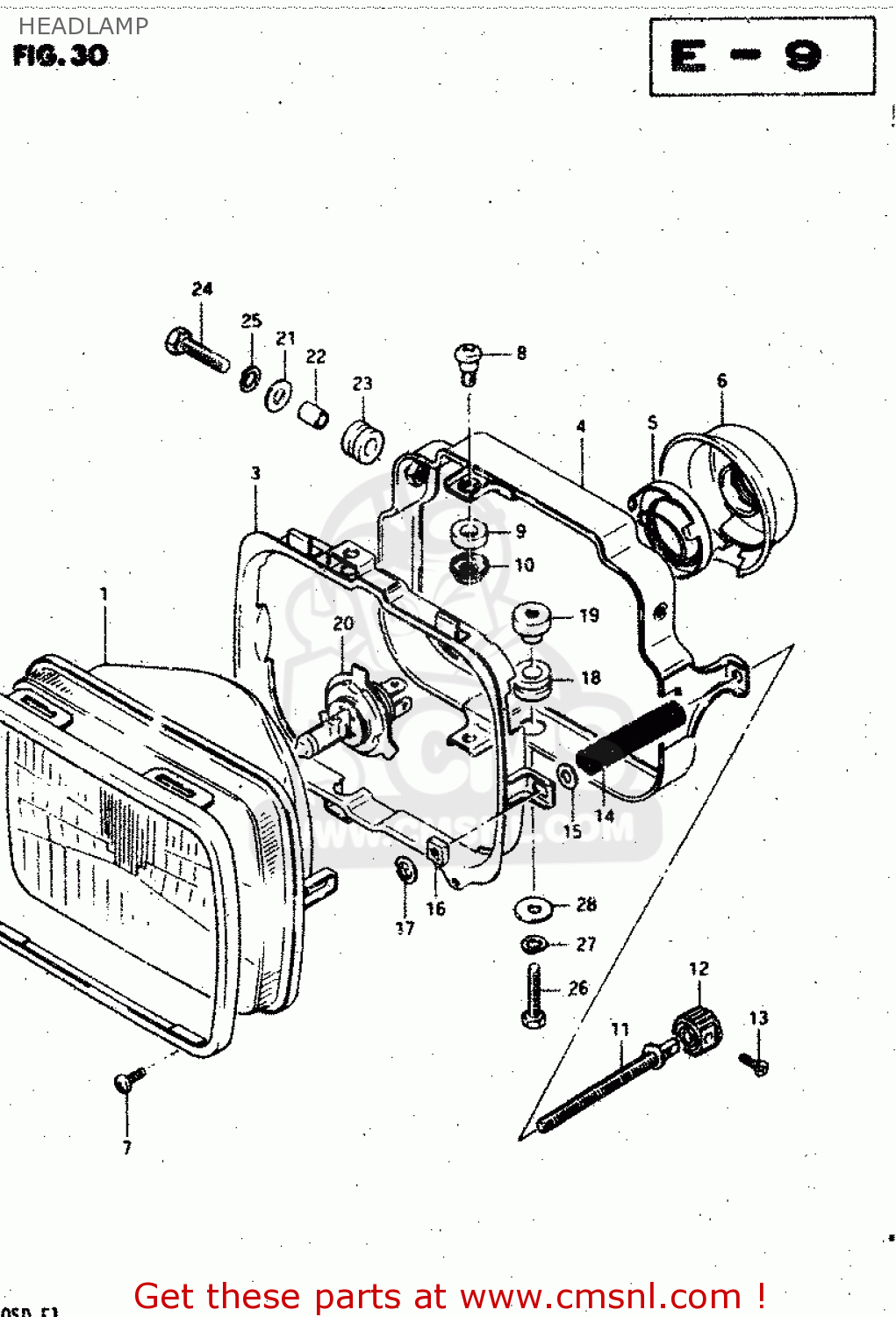 HEADLAMP GSX750S 1983 (D) (E01 E02 E04 E06 E18 E21 E22 E24 E25 E30 34 39)