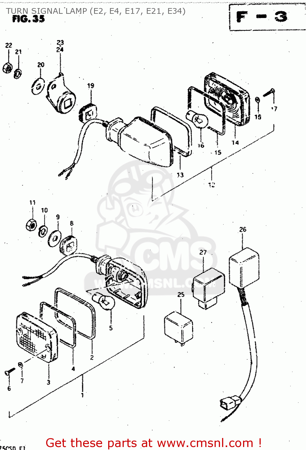 TURN SIGNAL LAMP (E2, E4, E17, E21, E34) GSX750S 1983 (D) (E01 E02 E04 E06 E18 E21 E22 E24 E25 E30 34 39)