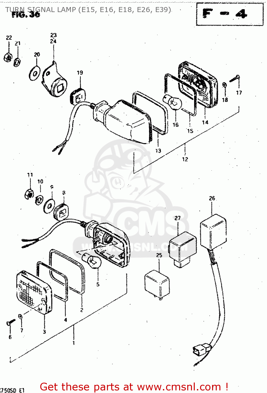 TURN SIGNAL LAMP (E15, E16, E18, E26, E39) GSX750S 1983 (D) (E01 E02 E04 E06 E18 E21 E22 E24 E25 E30 34 39)