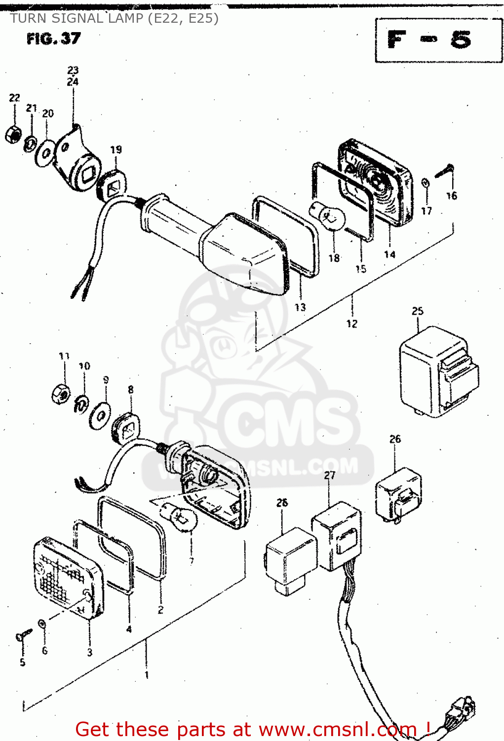 TURN SIGNAL LAMP (E22, E25) GSX750S 1983 (D) (E01 E02 E04 E06 E18 E21 E22 E24 E25 E30 34 39)