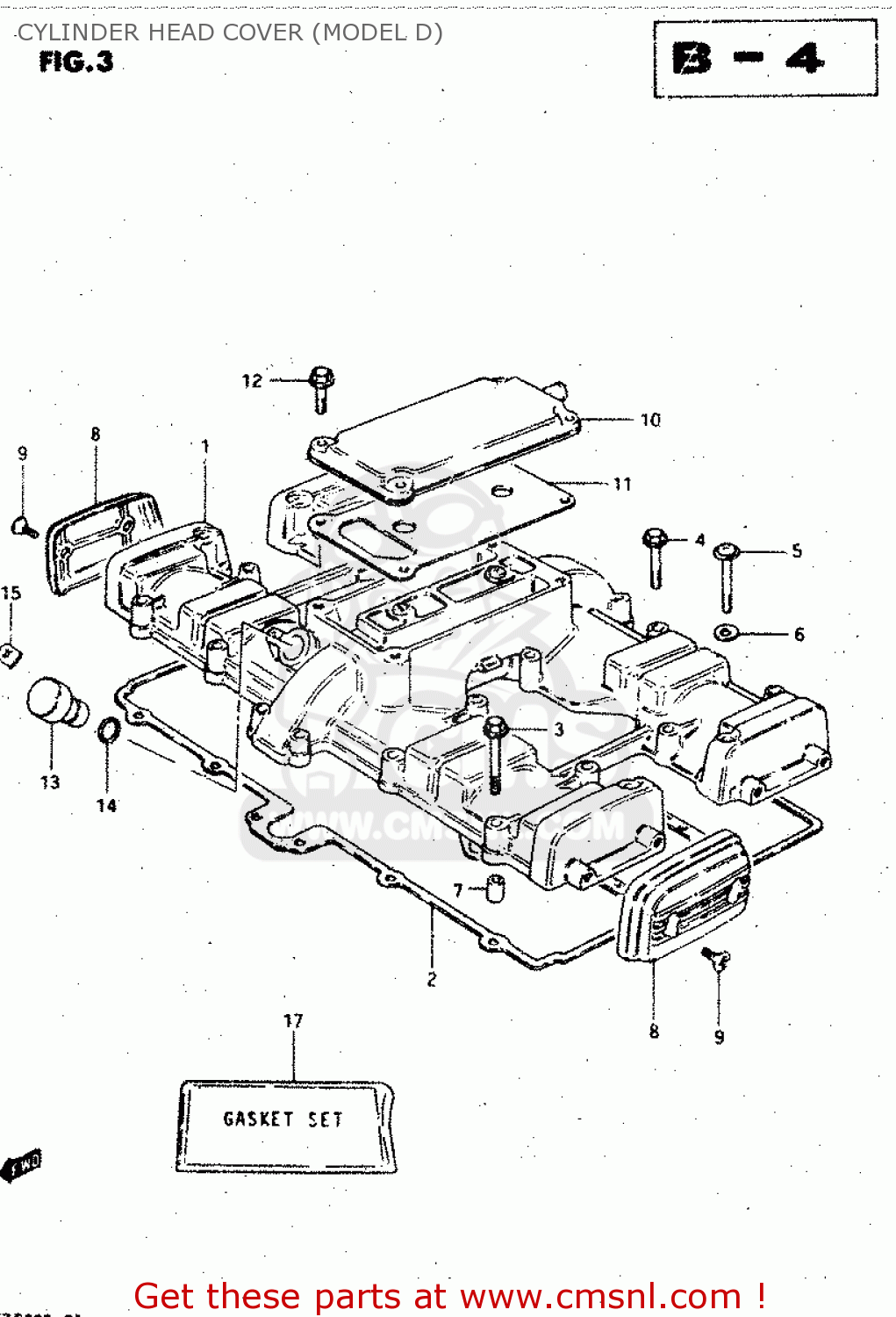 CYLINDER HEAD COVER (MODEL D) GSX750S 1983 (D) (E01 E02 E04 E06 E18 E21 E22 E24 E25 E30 34 39)