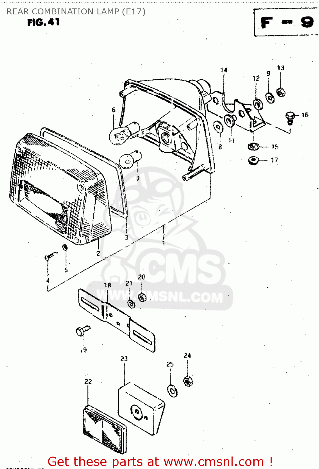 REAR COMBINATION LAMP (E17) GSX750S 1983 (D) (E01 E02 E04 E06 E18 E21 E22 E24 E25 E30 34 39)