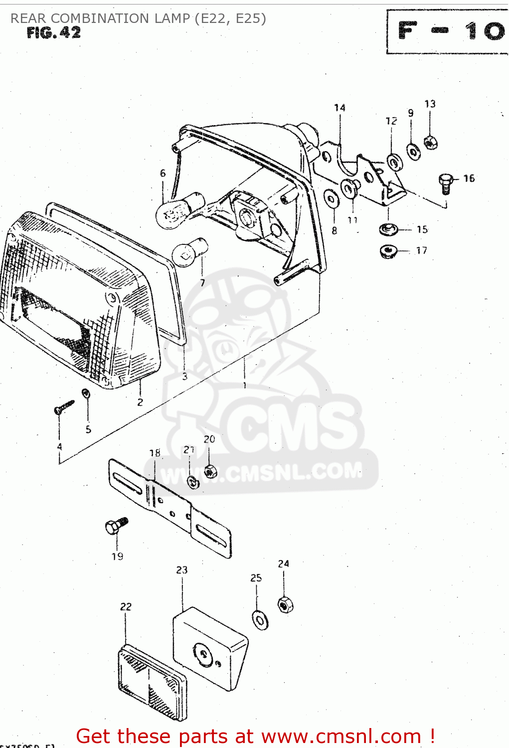 REAR COMBINATION LAMP (E22, E25) GSX750S 1983 (D) (E01 E02 E04 E06 E18 E21 E22 E24 E25 E30 34 39)