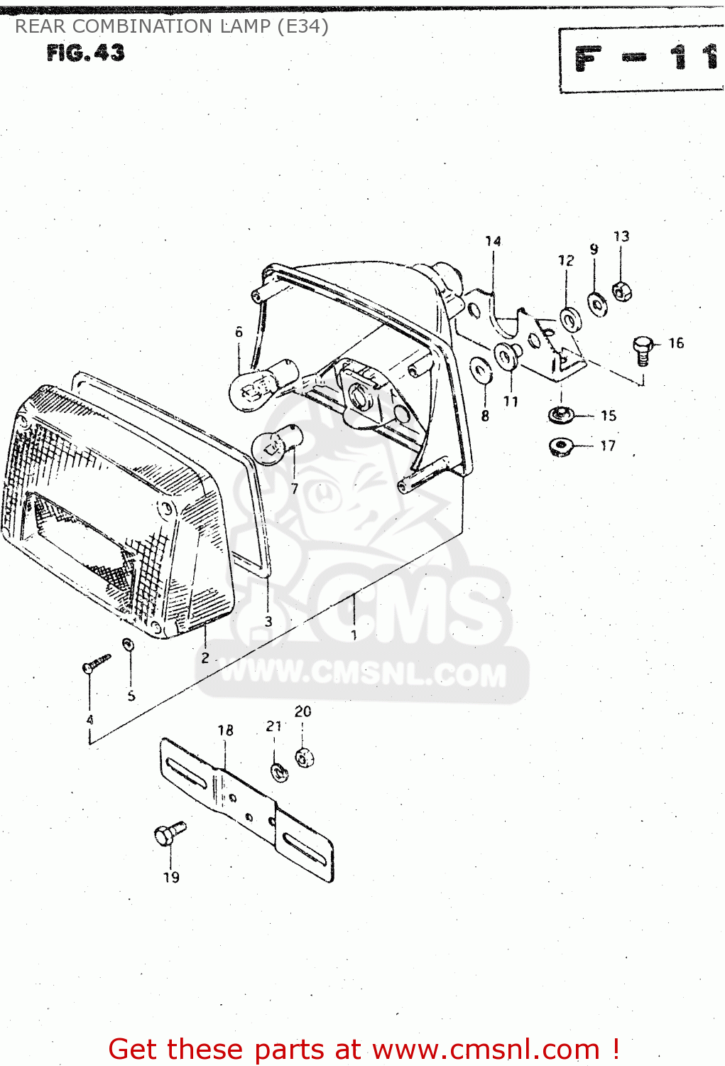 REAR COMBINATION LAMP (E34) GSX750S 1983 (D) (E01 E02 E04 E06 E18 E21 E22 E24 E25 E30 34 39)