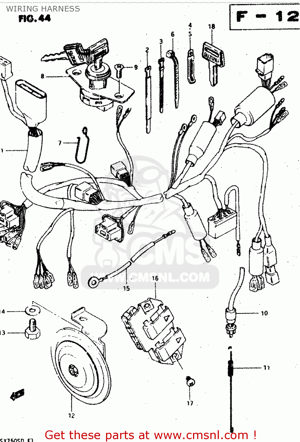 WIRING HARNESS GSX750S 1983 (D) (E01 E02 E04 E06 E18 E21 E22 E24 E25 E30 34 39)