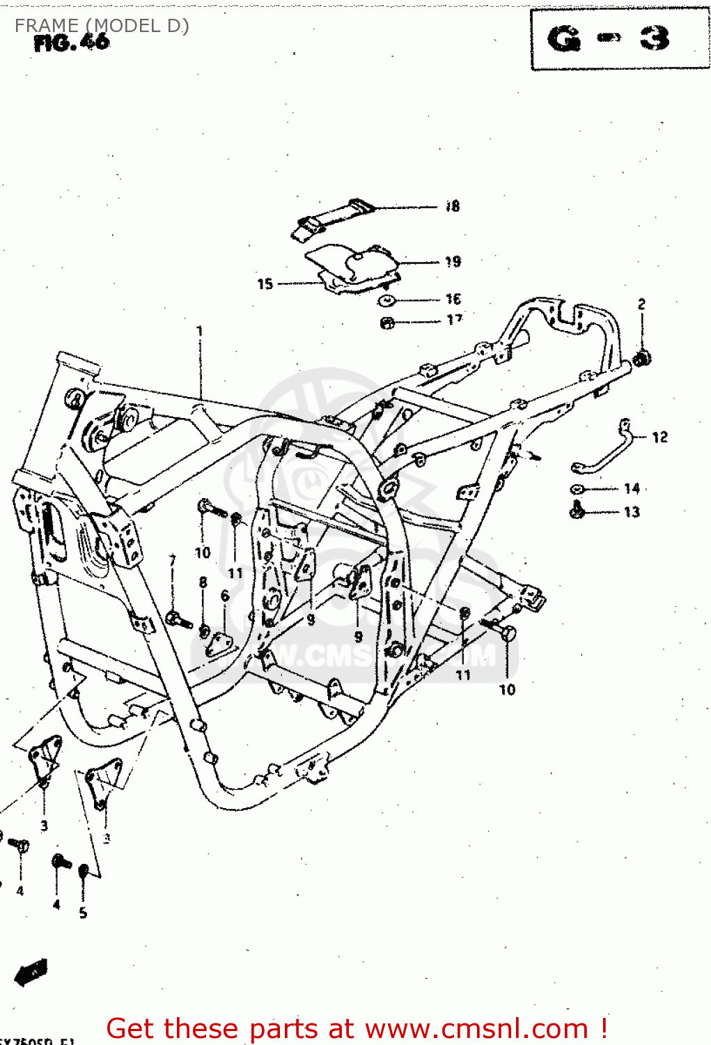 FRAME (MODEL D) GSX750S 1983 (D) (E01 E02 E04 E06 E18 E21 E22 E24 E25 E30 34 39)