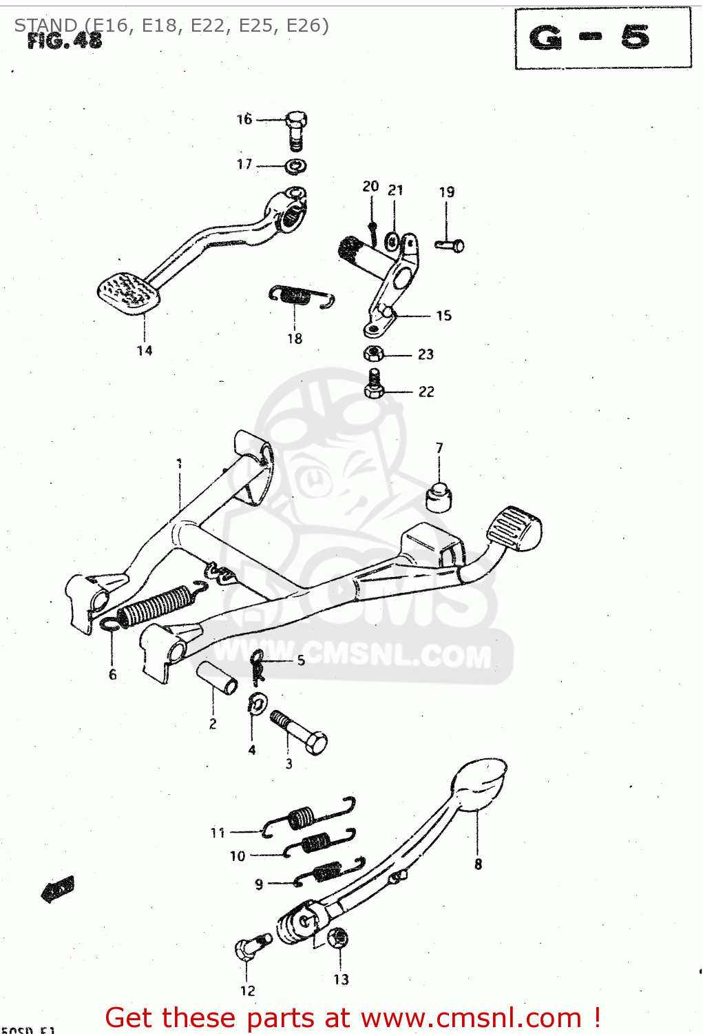 STAND (E16, E18, E22, E25, E26) GSX750S 1983 (D) (E01 E02 E04 E06 E18 E21 E22 E24 E25 E30 34 39)
