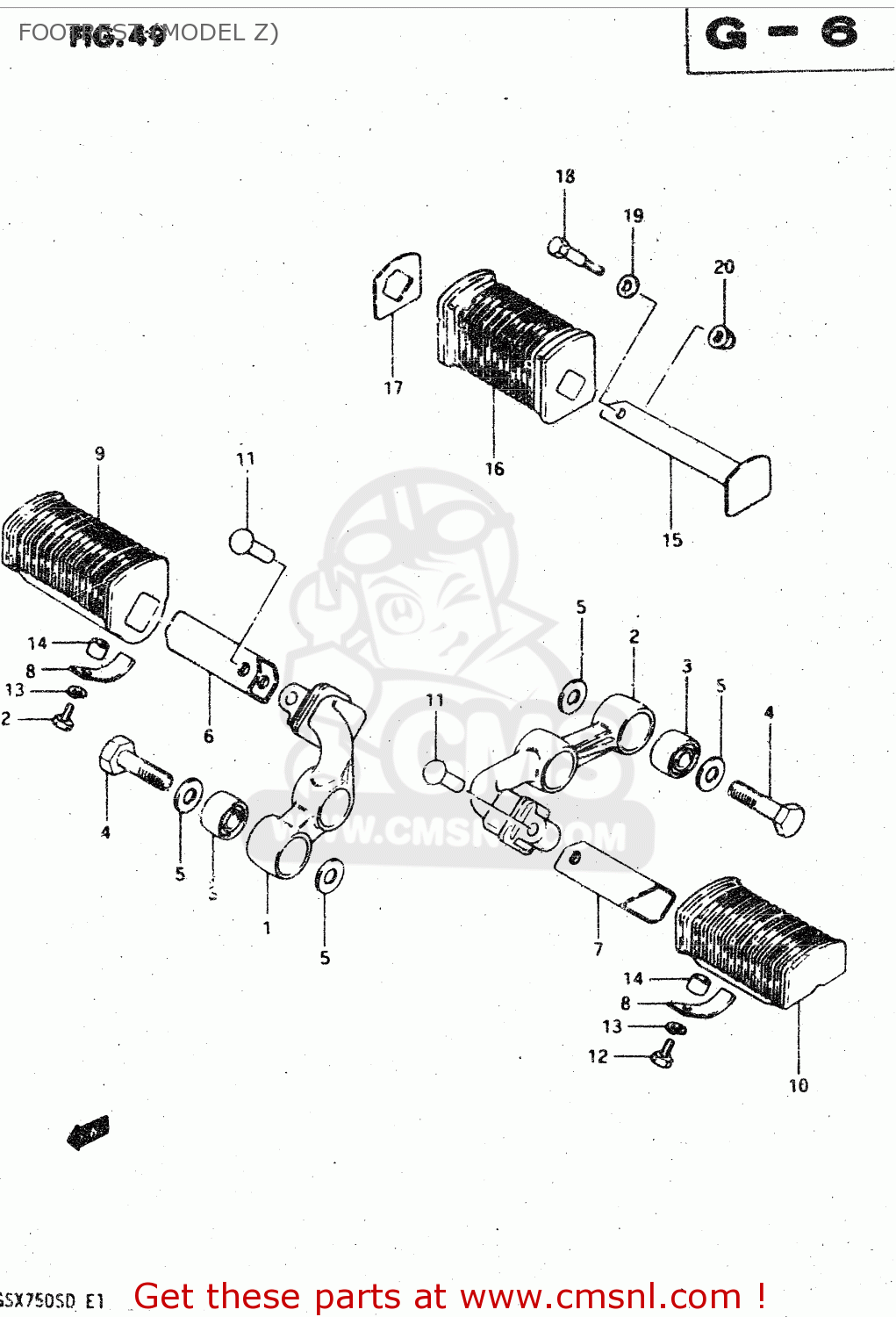 FOOTREST (MODEL Z) GSX750S 1983 (D) (E01 E02 E04 E06 E18 E21 E22 E24 E25 E30 34 39)