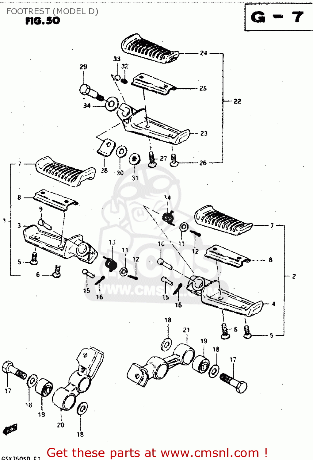 FOOTREST (MODEL D) GSX750S 1983 (D) (E01 E02 E04 E06 E18 E21 E22 E24 E25 E30 34 39)