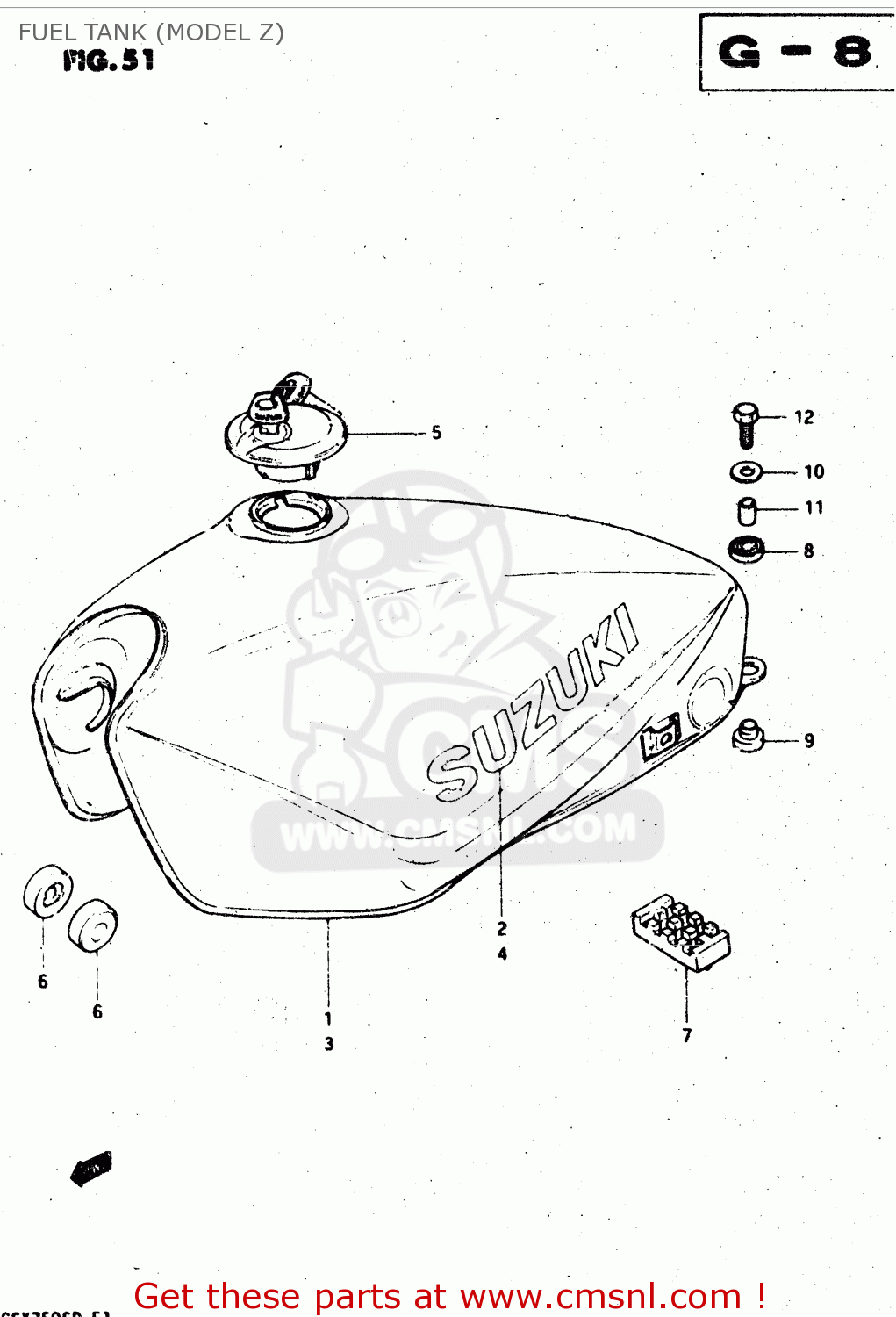 FUEL TANK (MODEL Z) GSX750S 1983 (D) (E01 E02 E04 E06 E18 E21 E22 E24 E25 E30 34 39)