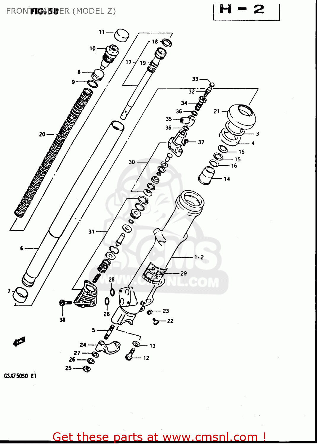FRONT DAMPER (MODEL Z) GSX750S 1983 (D) (E01 E02 E04 E06 E18 E21 E22 E24 E25 E30 34 39)