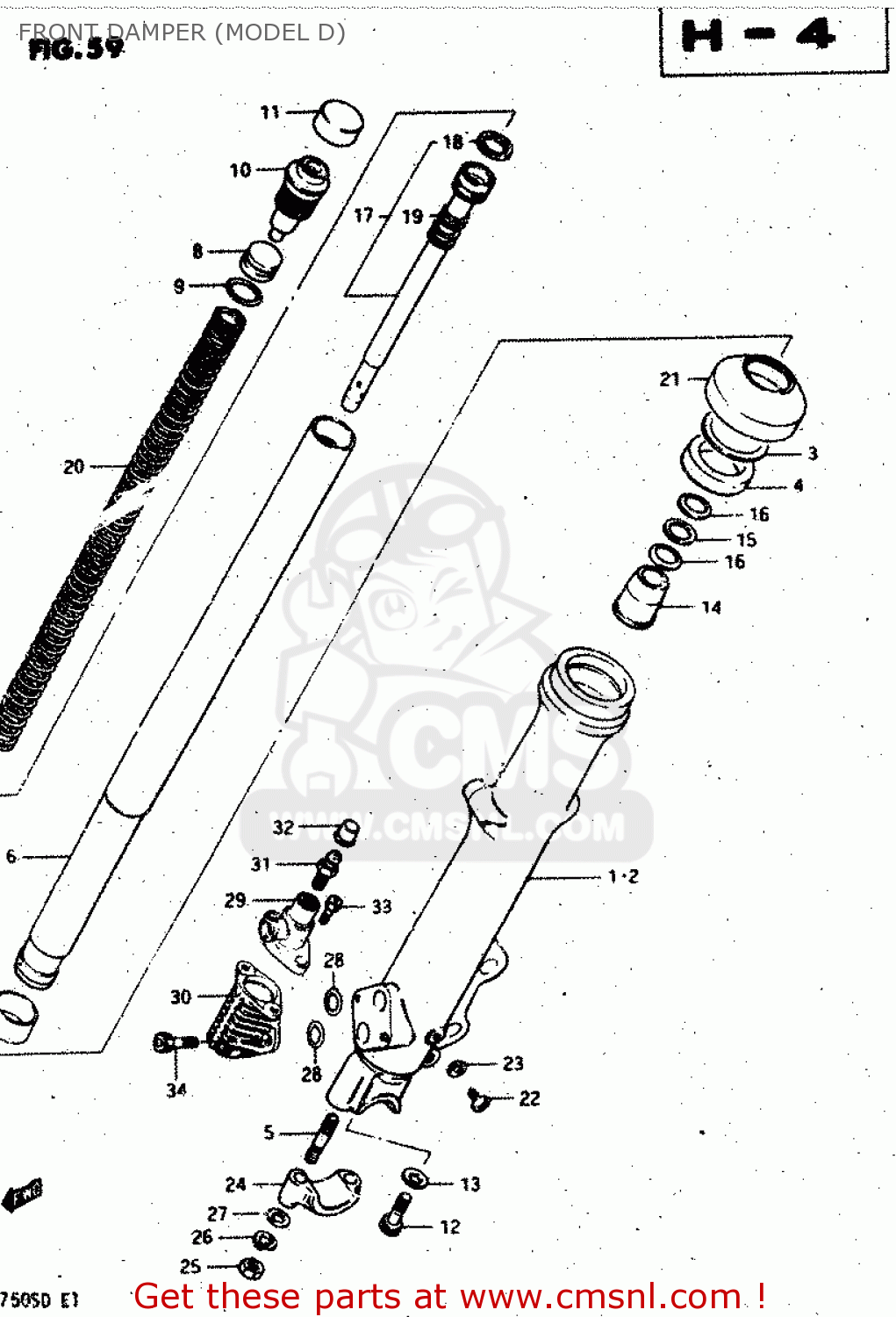 FRONT DAMPER (MODEL D) GSX750S 1983 (D) (E01 E02 E04 E06 E18 E21 E22 E24 E25 E30 34 39)