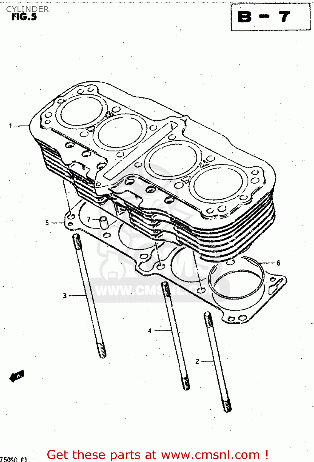 CYLINDER GSX750S 1983 (D) (E01 E02 E04 E06 E18 E21 E22 E24 E25 E30 34 39)