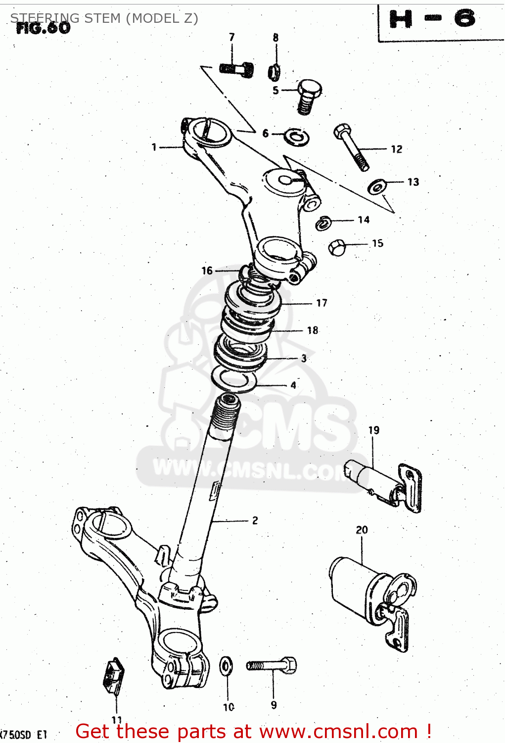STEERING STEM (MODEL Z) GSX750S 1983 (D) (E01 E02 E04 E06 E18 E21 E22 E24 E25 E30 34 39)