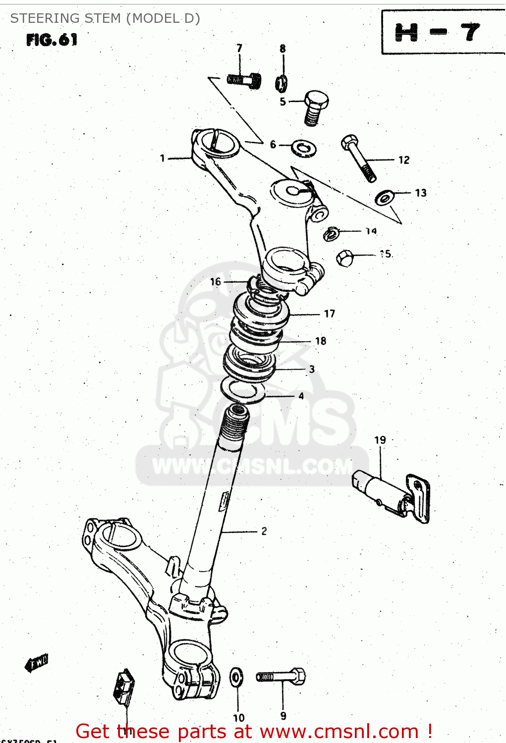 STEERING STEM (MODEL D) GSX750S 1983 (D) (E01 E02 E04 E06 E18 E21 E22 E24 E25 E30 34 39)