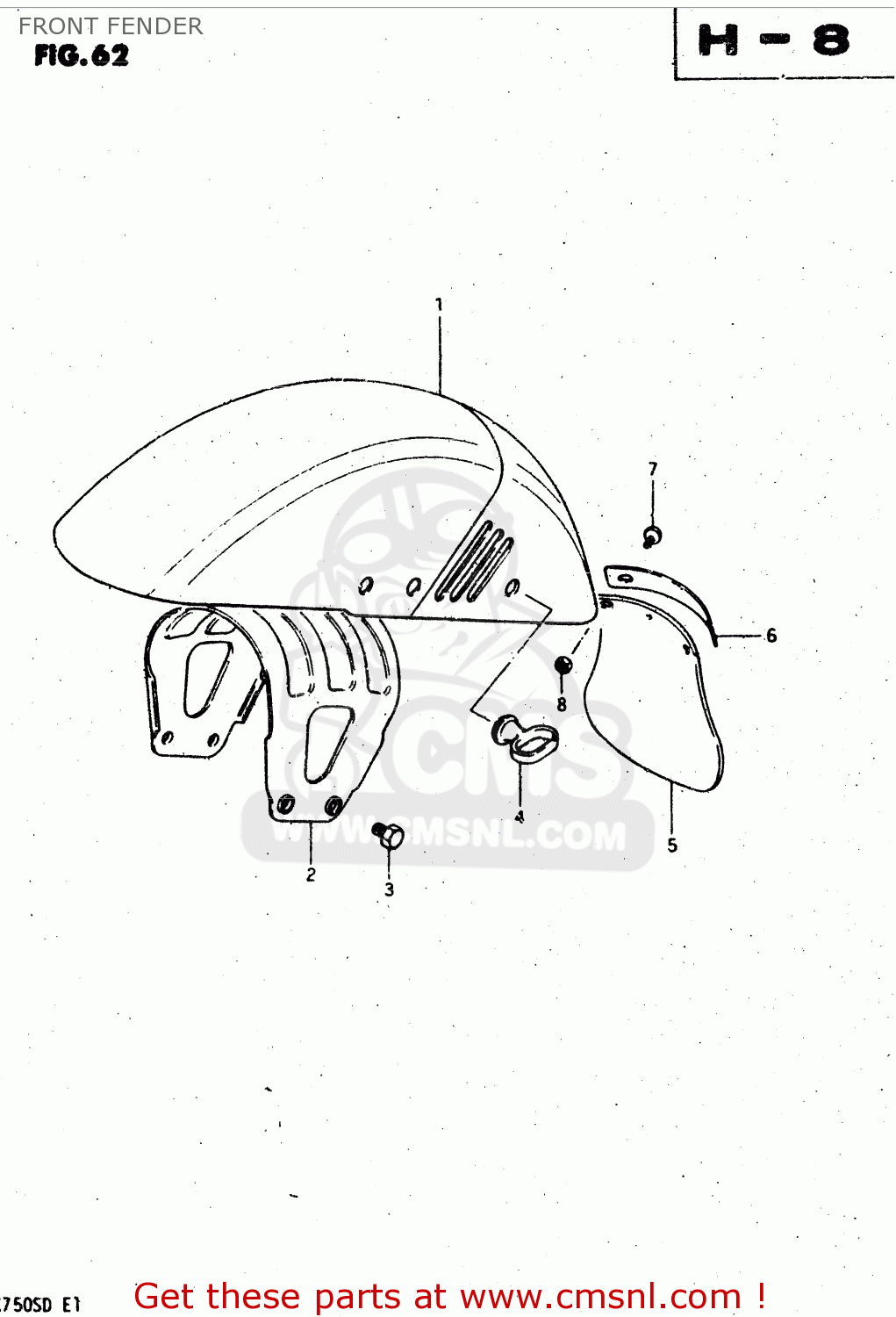 FRONT FENDER GSX750S 1983 (D) (E01 E02 E04 E06 E18 E21 E22 E24 E25 E30 34 39)