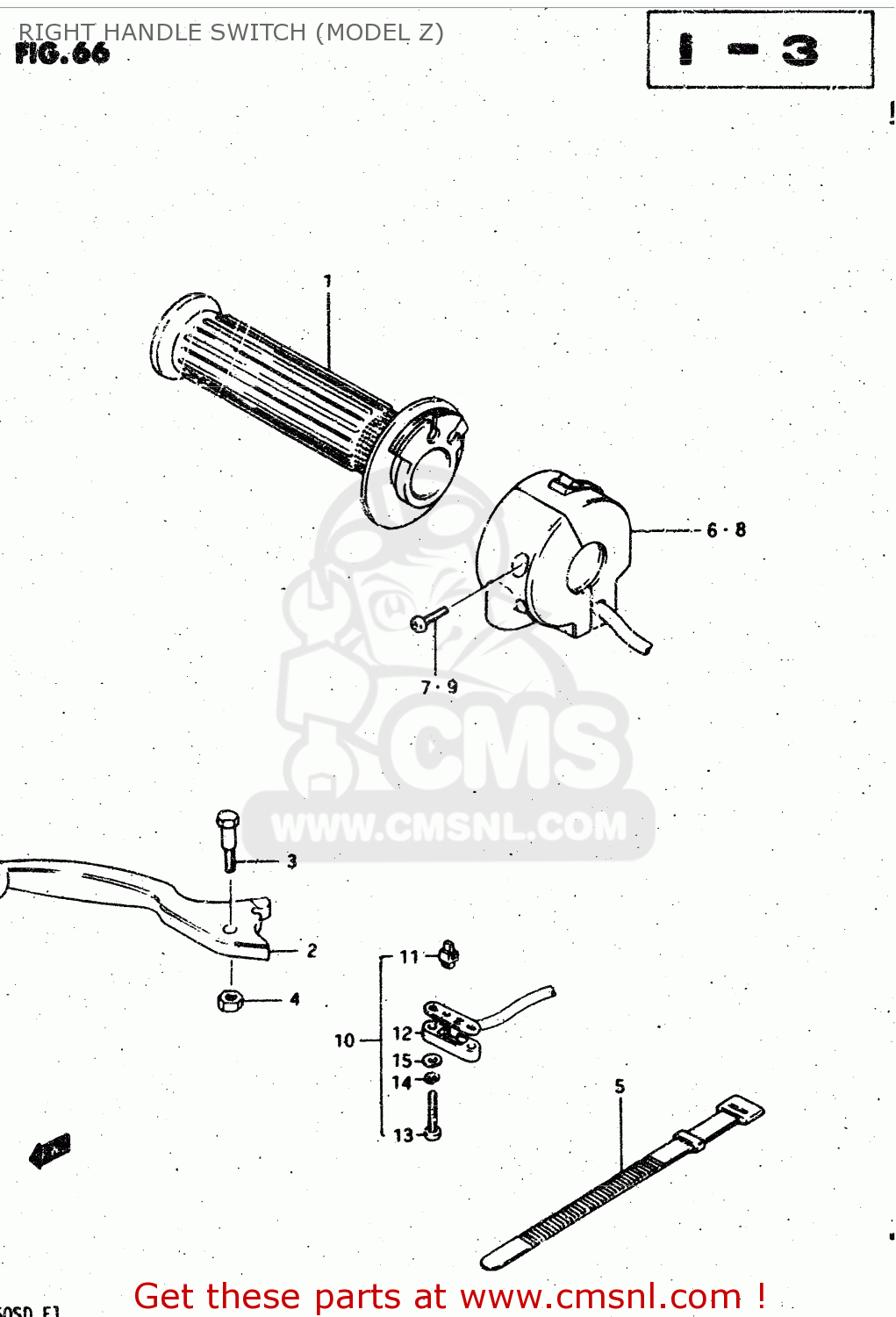 RIGHT HANDLE SWITCH (MODEL Z) GSX750S 1983 (D) (E01 E02 E04 E06 E18 E21 E22 E24 E25 E30 34 39)