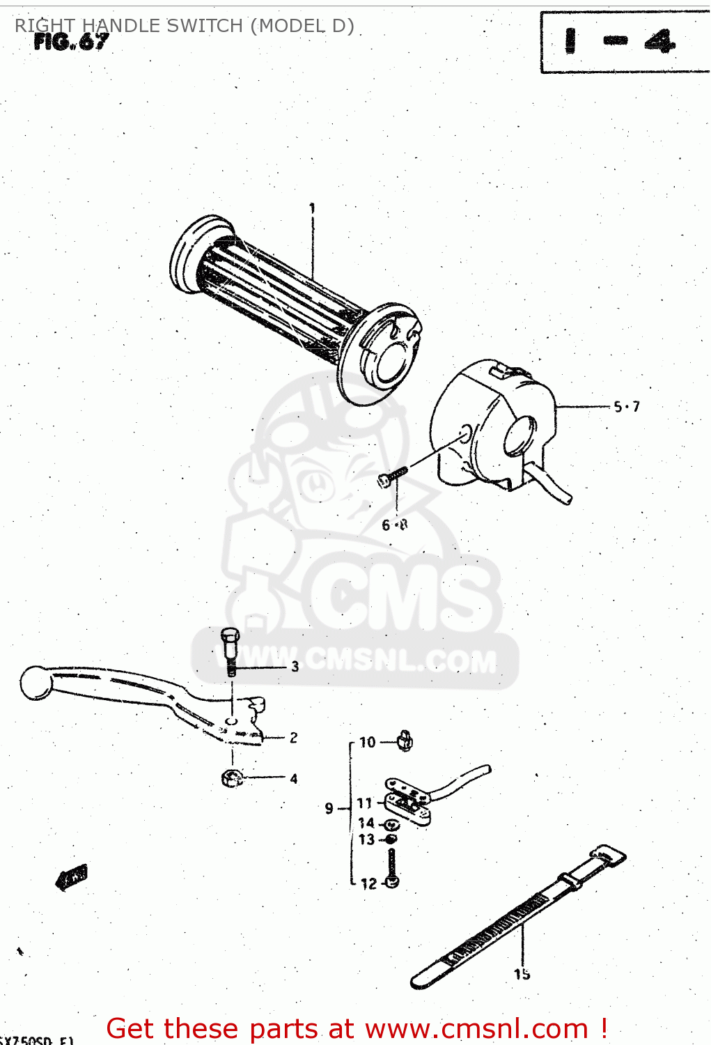 RIGHT HANDLE SWITCH (MODEL D) GSX750S 1983 (D) (E01 E02 E04 E06 E18 E21 E22 E24 E25 E30 34 39)