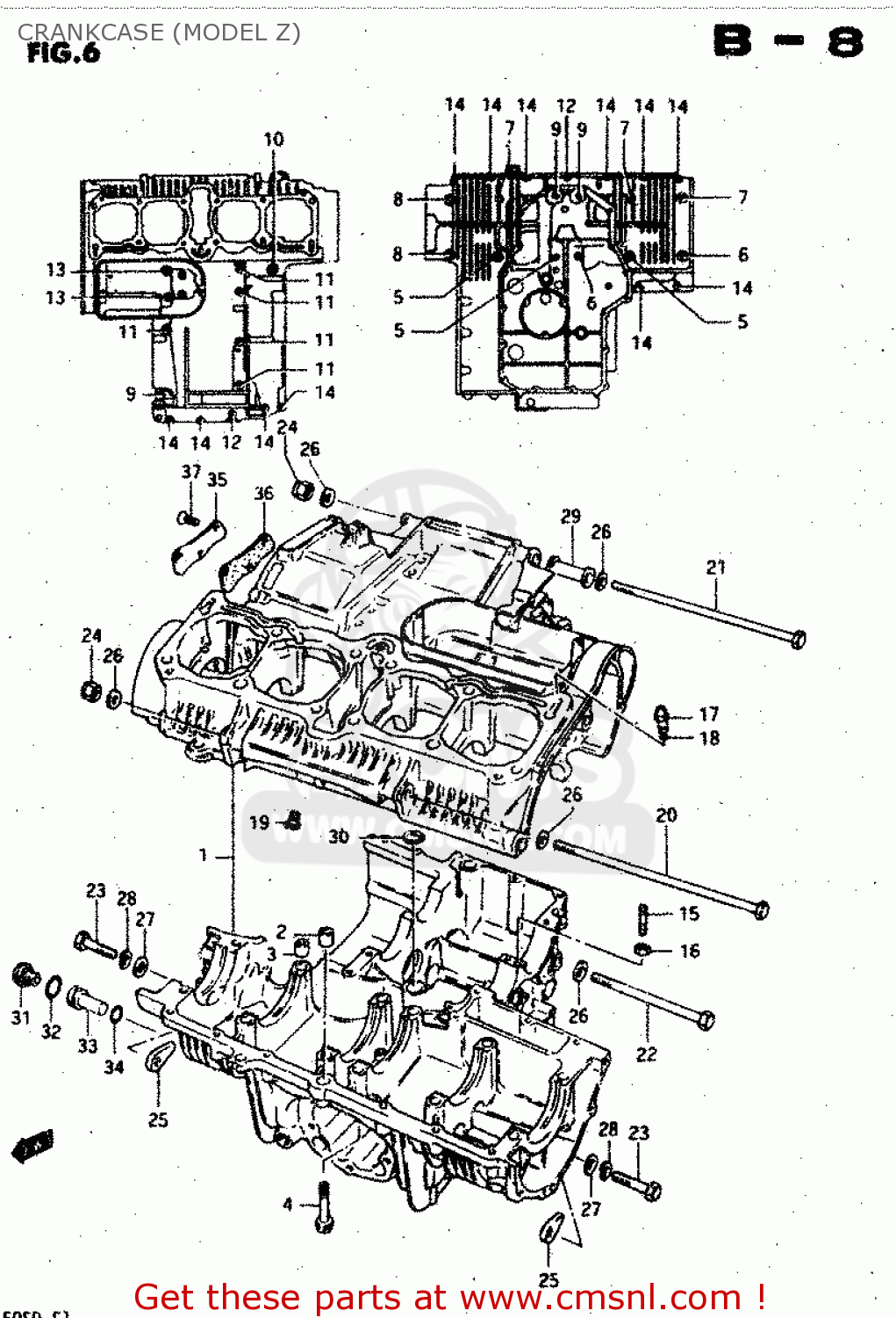 CRANKCASE (MODEL Z) GSX750S 1983 (D) (E01 E02 E04 E06 E18 E21 E22 E24 E25 E30 34 39)