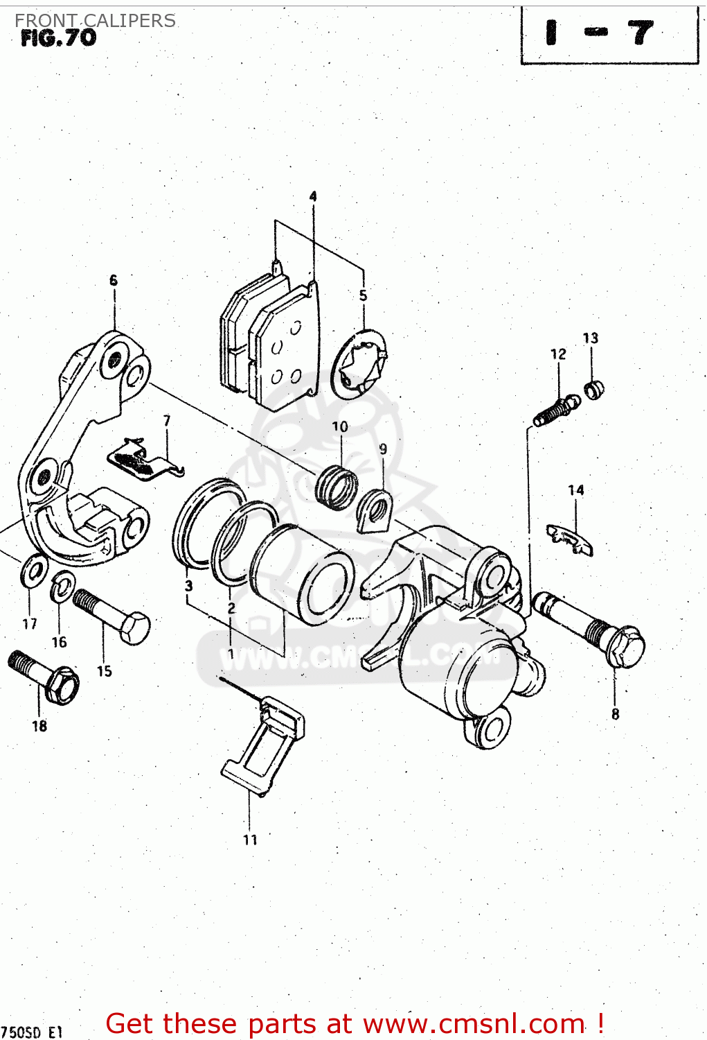 FRONT CALIPERS GSX750S 1983 (D) (E01 E02 E04 E06 E18 E21 E22 E24 E25 E30 34 39)
