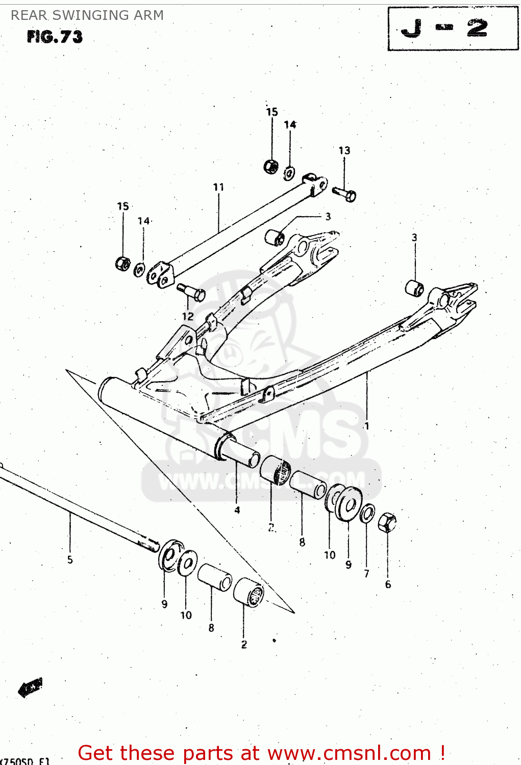 REAR SWINGING ARM GSX750S 1983 (D) (E01 E02 E04 E06 E18 E21 E22 E24 E25 E30 34 39)