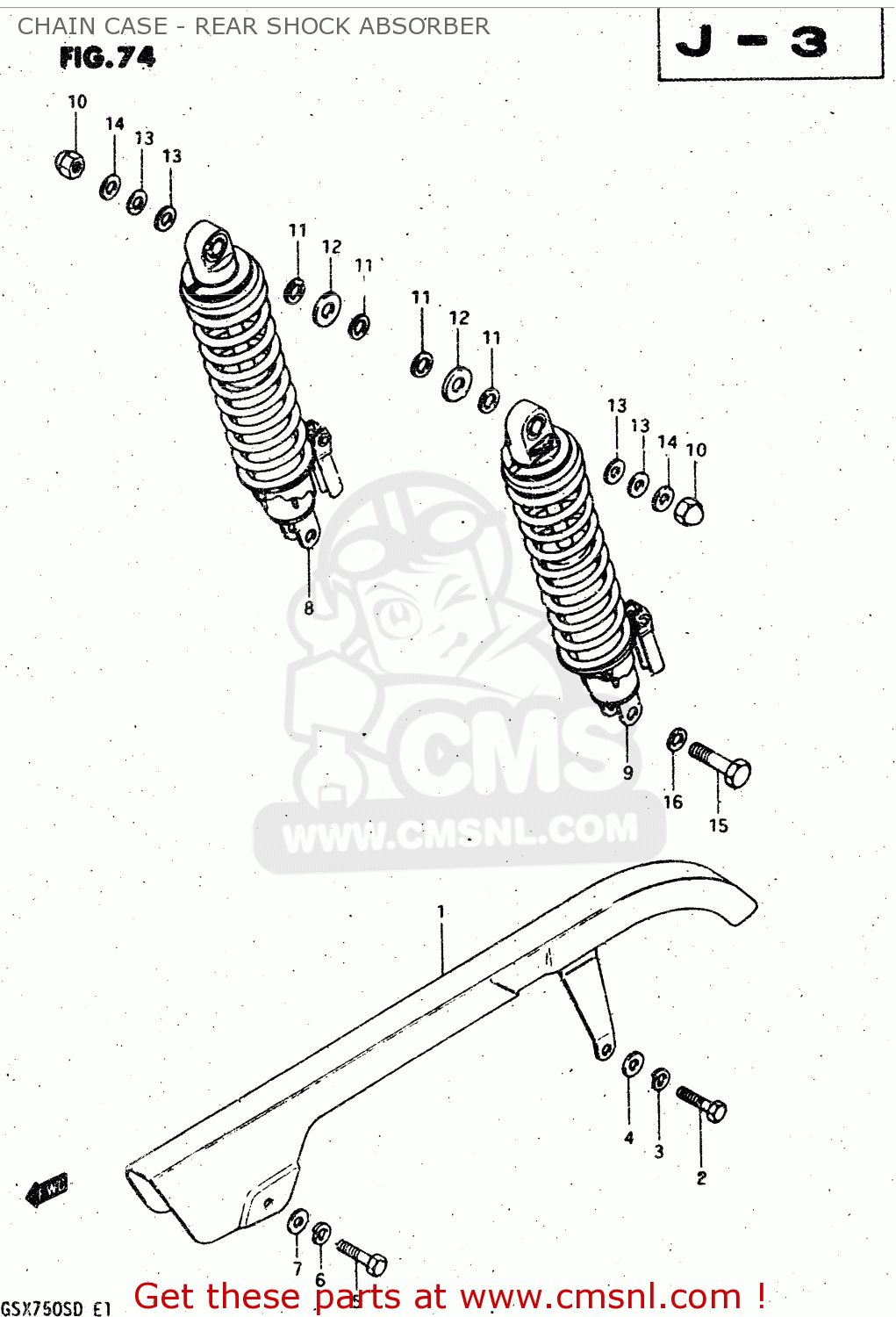 CHAIN CASE - REAR SHOCK ABSORBER GSX750S 1983 (D) (E01 E02 E04 E06 E18 E21 E22 E24 E25 E30 34 39)