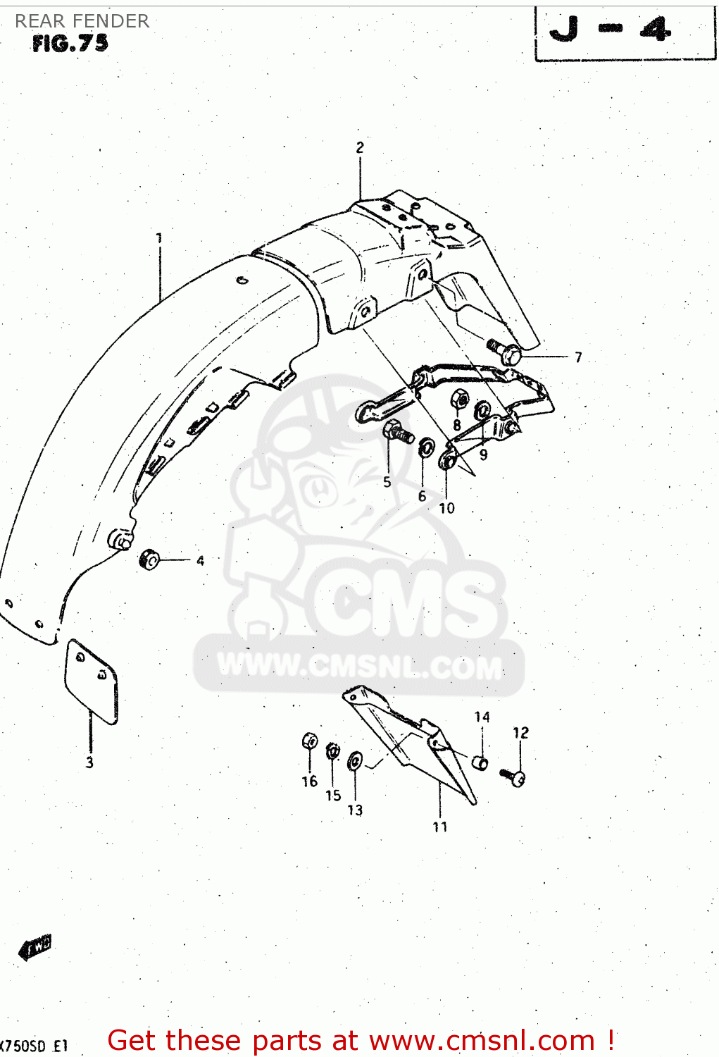 REAR FENDER GSX750S 1983 (D) (E01 E02 E04 E06 E18 E21 E22 E24 E25 E30 34 39)