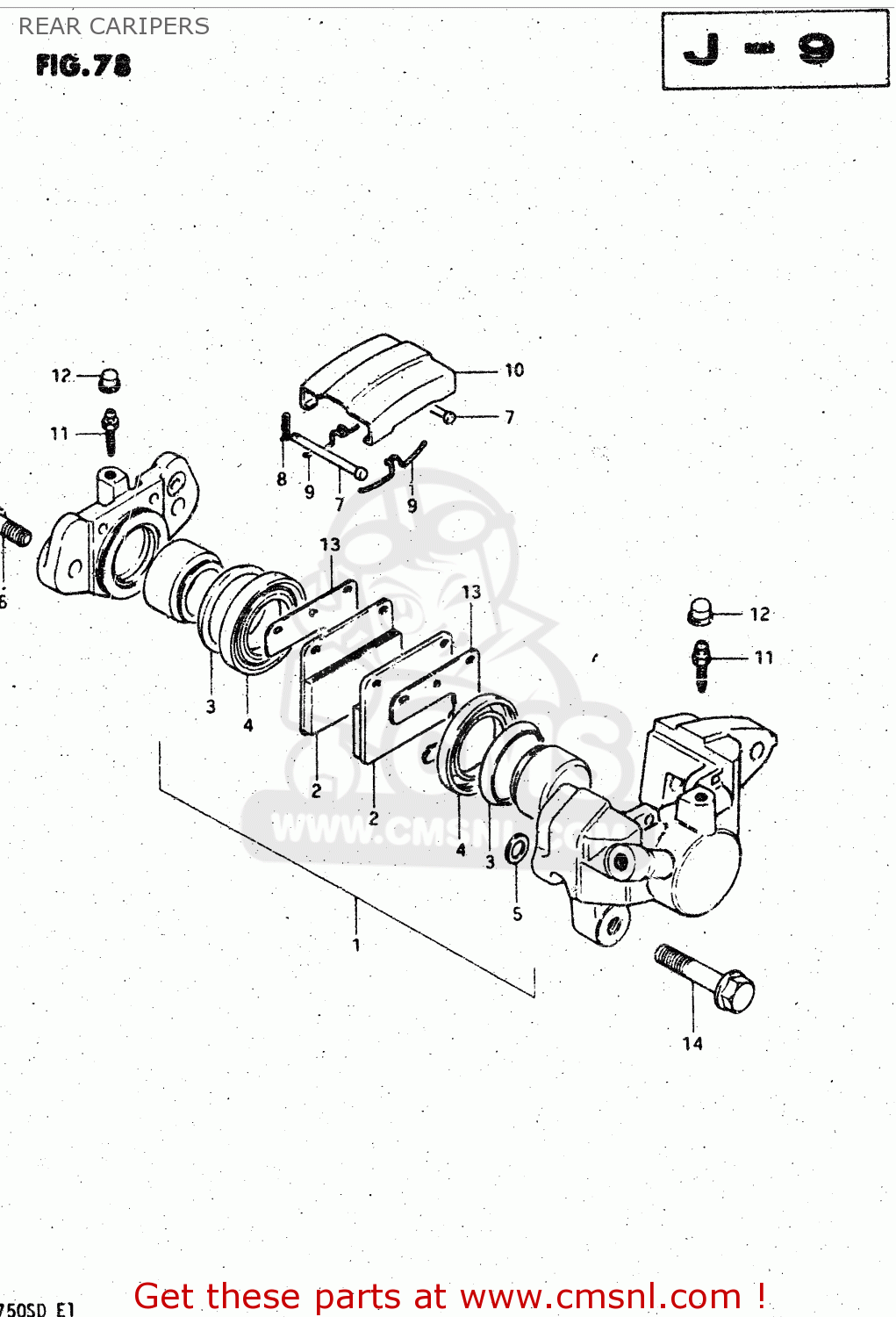 REAR CARIPERS GSX750S 1983 (D) (E01 E02 E04 E06 E18 E21 E22 E24 E25 E30 34 39)